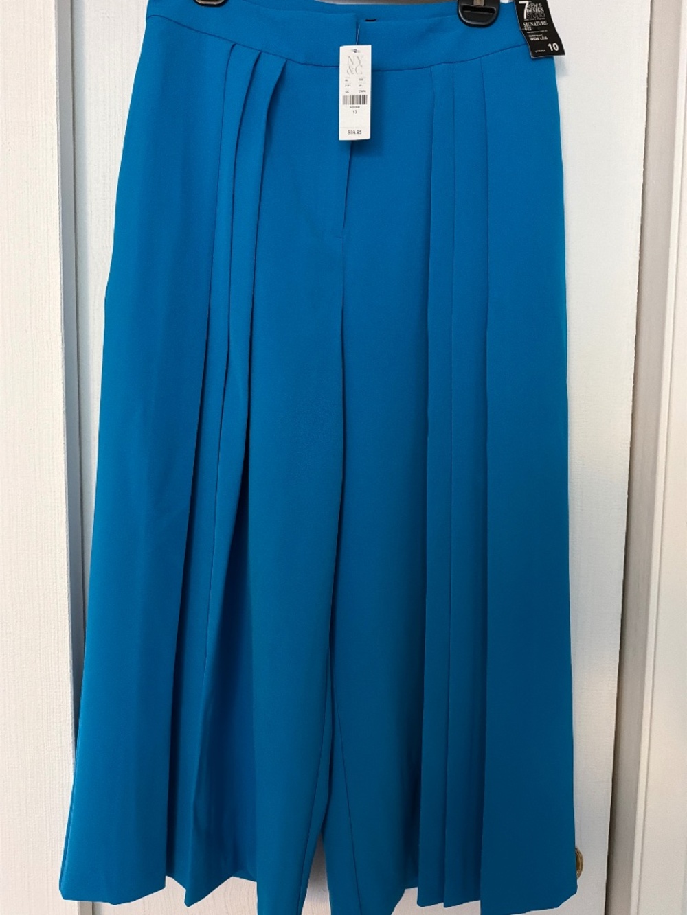 New York & Company Blue Wide Leg Pleated Corp Lag Pants Size 10 NWT